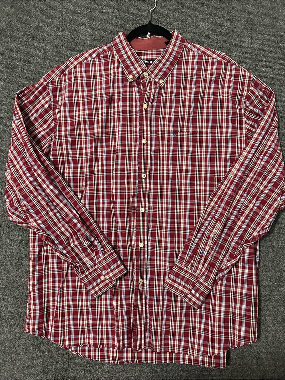 Izod Men's Red and White Plaid Button-Down Shirt Size XXL